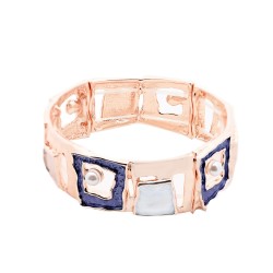 Bracciale Bijoux Elastico Geometrico Perla Smaltato Blu