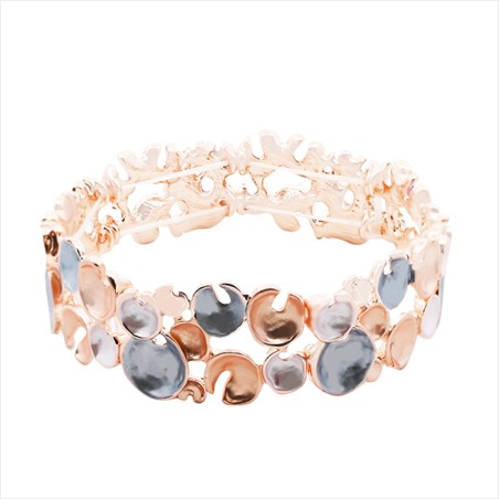 Bracciale Bijoux Elastico Bollicine Smaltato Beige