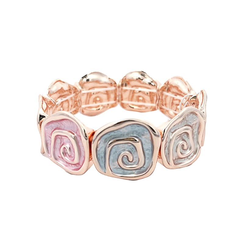 Bracciale Bijoux Elastico Spirali Rune Smaltato Rosa