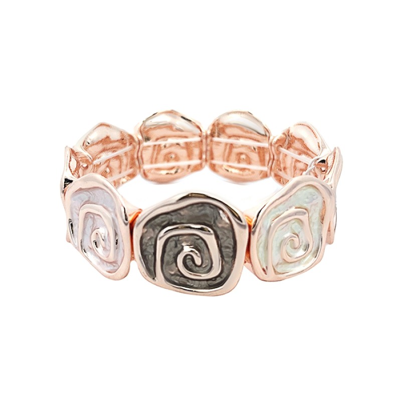 Bracciale Bijoux Elastico Spirali Rune Smaltato Marrone