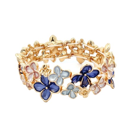 Bracciale Bijoux Elastico Fiori Smaltato Blu