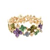 Bracciale Bijoux Elastico Fiori Smaltato Verde Grotta