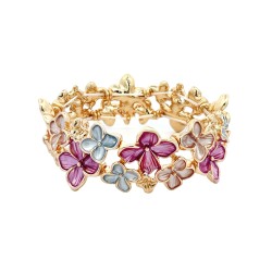 Bracciale Bijoux Elastico Fiori Smaltato Rosa