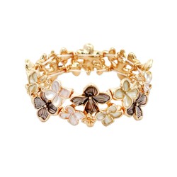 Bracciale Bijoux Elastico Fiori Smaltato Marrone