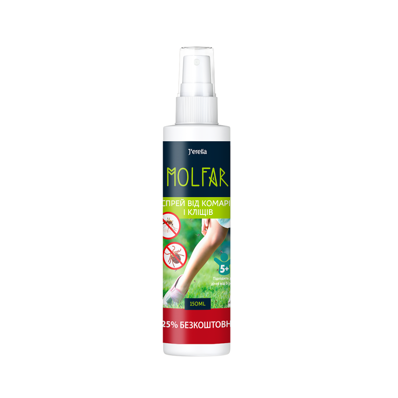 Spray Anti-Zanzare e Anti-Zecche + 25% gratis 'MOLFAR' Jerelia