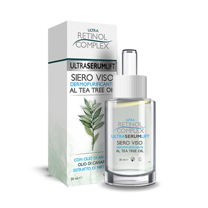 Siero Viso TEA TREE OIL Dermopurificante con Olio di Argan, Canapa e Mirtilli