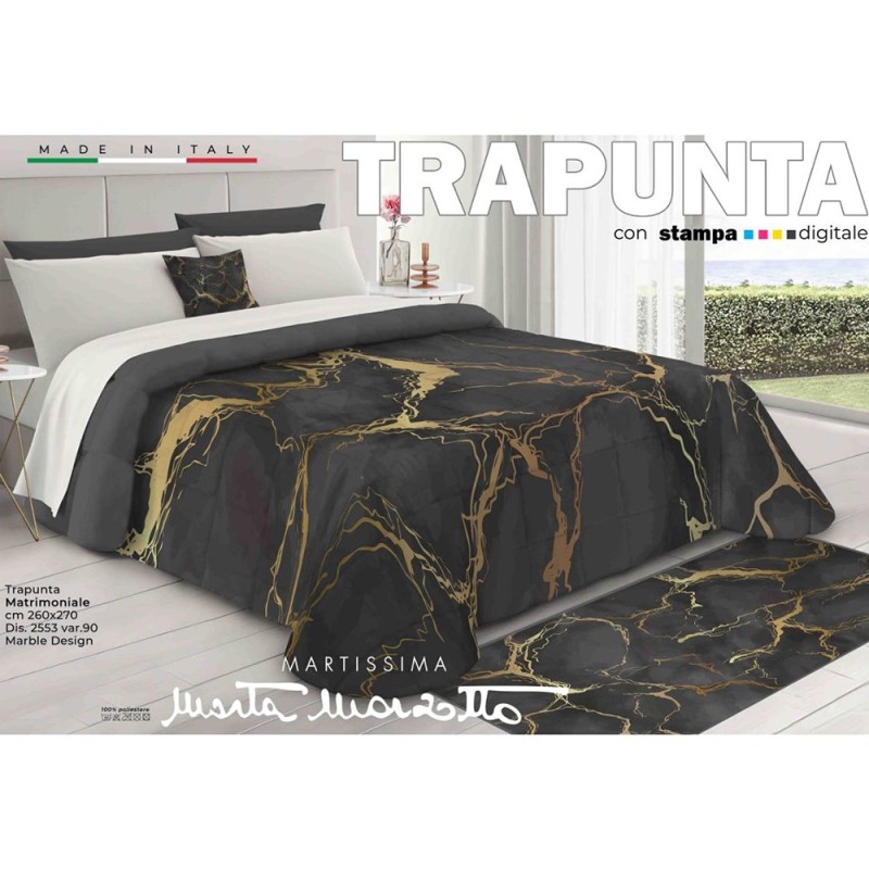 Trapunta Matrimoniale MARBLE Design Black by Marta Marzotto