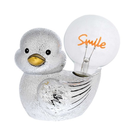 Lampada SMILE-DUCK LED in Resina Argentata