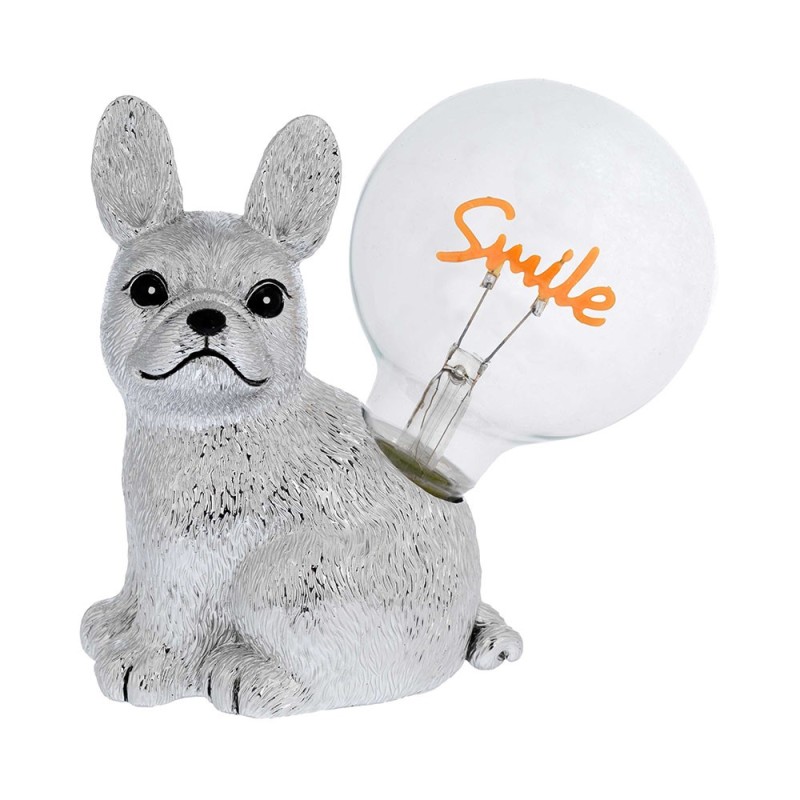 Lampada SMILE-DOGGY LED in Resina Argentata