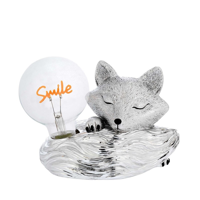 Lampada SMILE-WOLFY LED in Resina Argentata