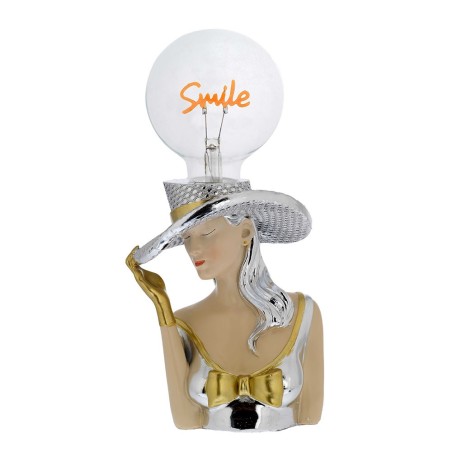 Lampada SMILE-WOMAN LED in Resina Argentata