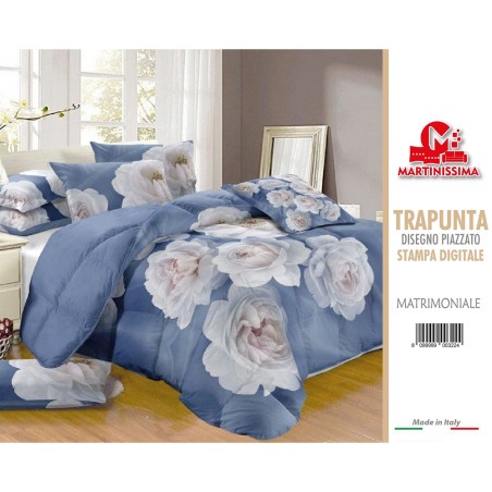 Trapunta Matrimoniale FLOWER BOMB Blu di Martinissima