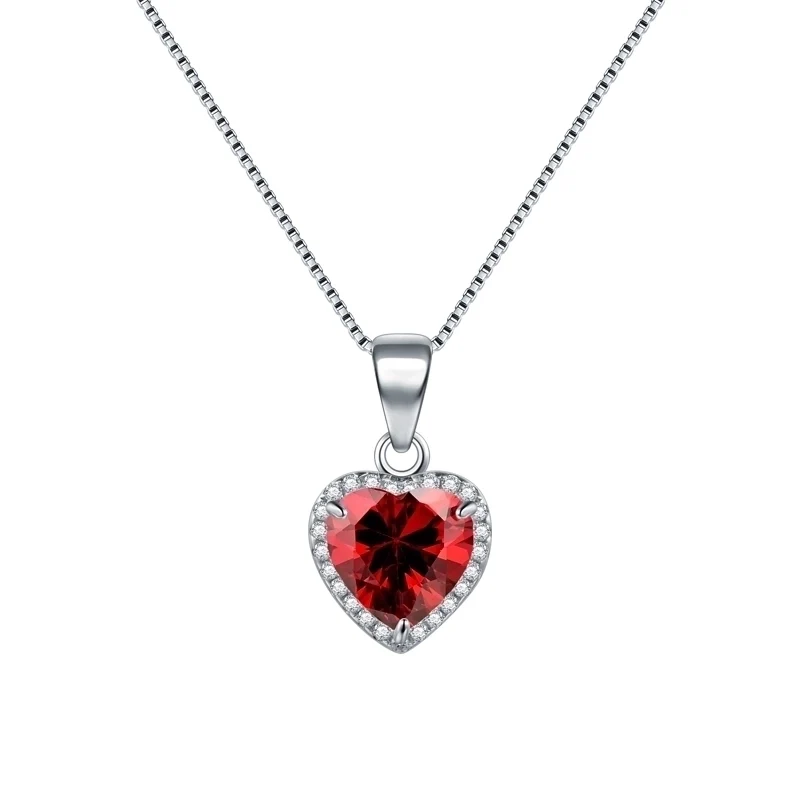 Collana in Argento S925 Placcato Rodio con Ciondolo Cuore