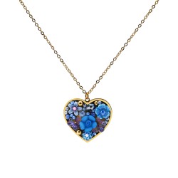 Collana Cuore con Fiore Blu...