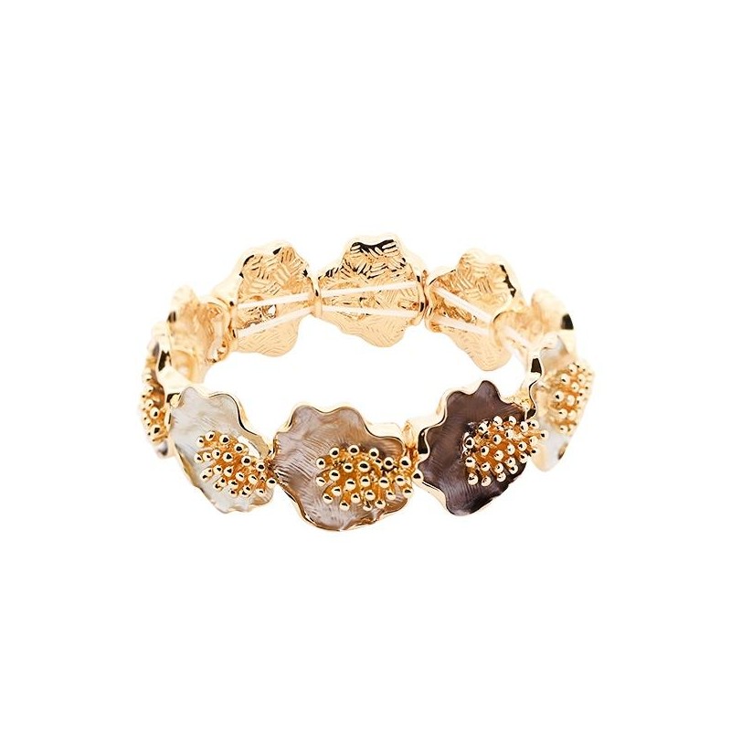 Bracciale Bijoux Elastico Grappolo Marrone Smaltato