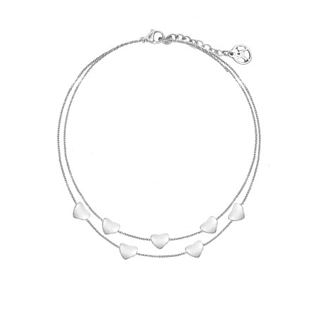 Bracciale Doppio Filo Argento con Cuori