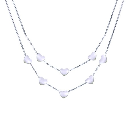 Collana Doppio Filo Argento con Cuori