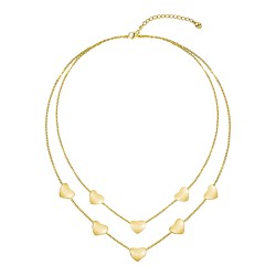 Collana Doppio Filo Oro Giallo con Cuori