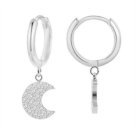 Orecchini a Cerchio Argento con Luna Zirconia