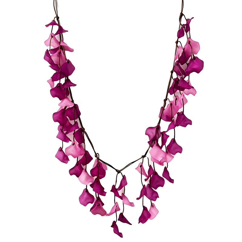 Collana Bijoux Fucsia Lunga Con Petali