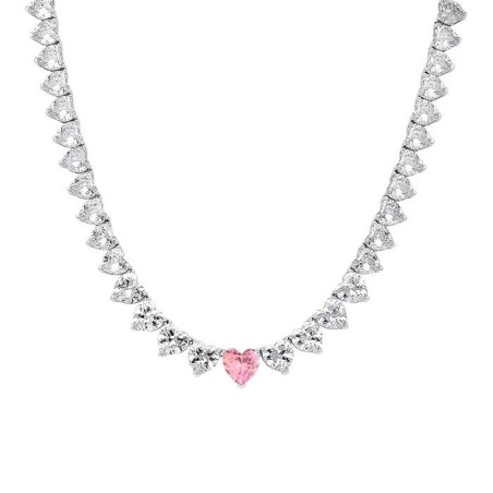 Collana Tennis Girocollo Influencer Rosa in Zirconia Taglio a Cuore