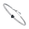 Bracciale Tennis Cuore Nero in Acciaio e Zirconia