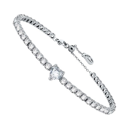 Bracciale Tennis Cuore Bianco in Acciaio e Zirconia