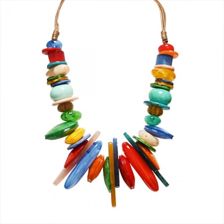 Collana Bijoux ATLANTIS Multicolore con Dischi e Perline - 56cm