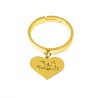 Anello Regolabile BEST FRIENDS Acciaio Oro Giallo con Pendente Cuore e Scritta