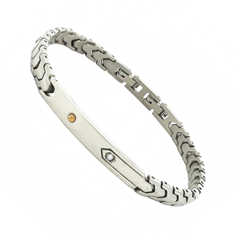 Bracciale Uomo Acciaio 316L e Cristallo