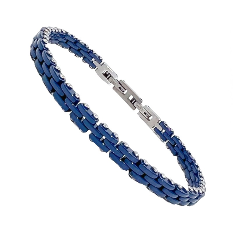 Bracciale Uomo Blu Intenso Maglie Modulari Acciaio 316L e Ceramica