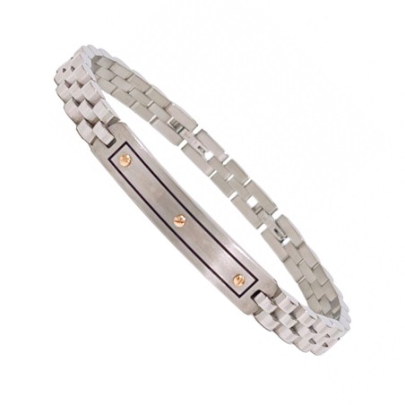 Bracciale Uomo Silver-Bronze Piastrina Acciaio 316L