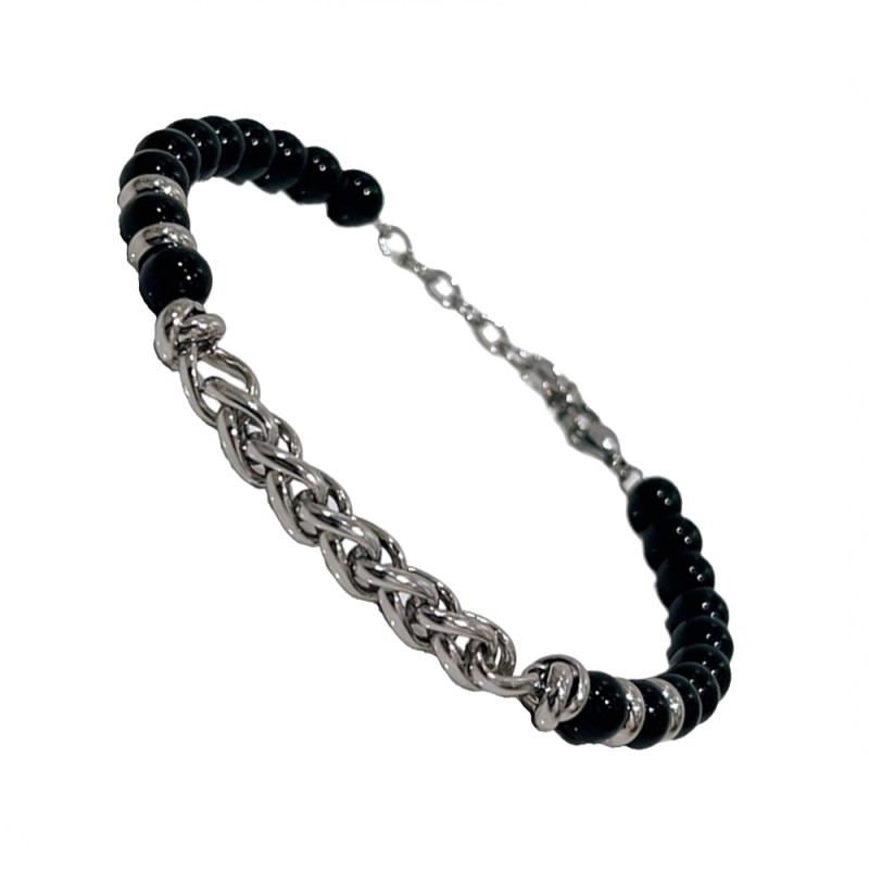 Bracciale Uomo Black Stone Acciaio 316L Pietra Onice