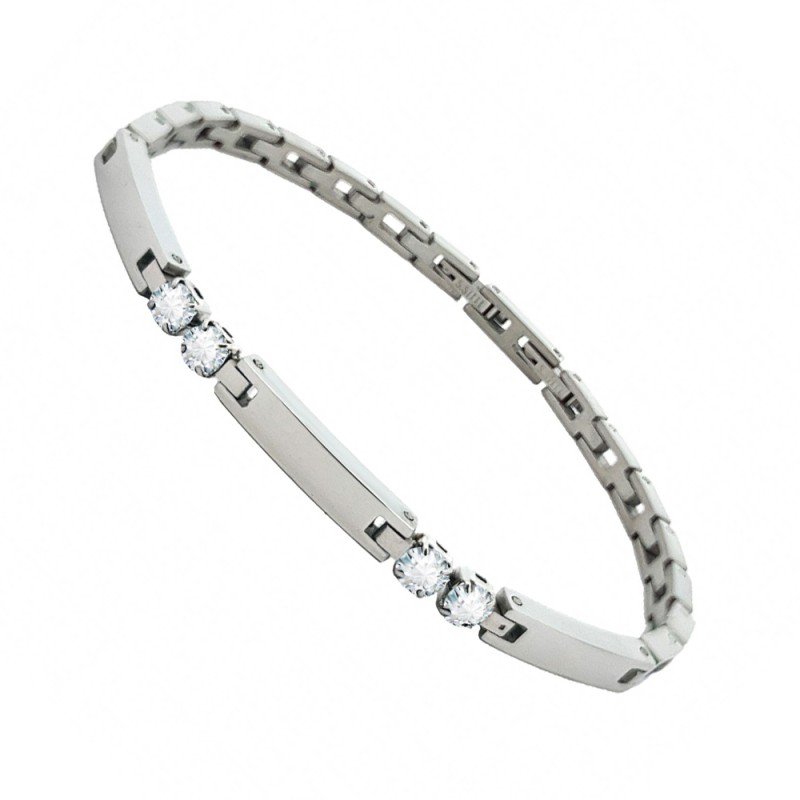 Bracciale Uomo LANCIA White Zirconia Acciaio 316L