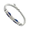 Bracciale Uomo Blue Catena con Piastrina Acciaio Rodiato