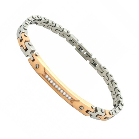 Bracciale Uomo Golden IMBERSAGO Acciaio 316L Cristalli