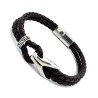 Bracciale Uomo Doppio Strato Marrone Vera Pelle e Acciaio 316L