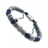 Bracciale Uomo Regolabile Blu Pietre Naturali Acciaio 316L