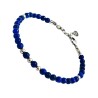 Bracciale Uomo Pietre Perline Silver-Blu Acciaio 316L