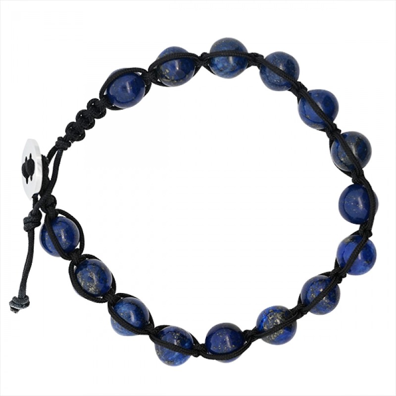 Bracciale Uomo TAMASHII Pietre Naturali Neroazzurre Intreccio in Corda Acciaio