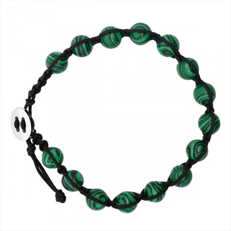 Bracciale Uomo TAMASHII Pietre Naturali Marmo Verde Intreccio in Corda Acciaio