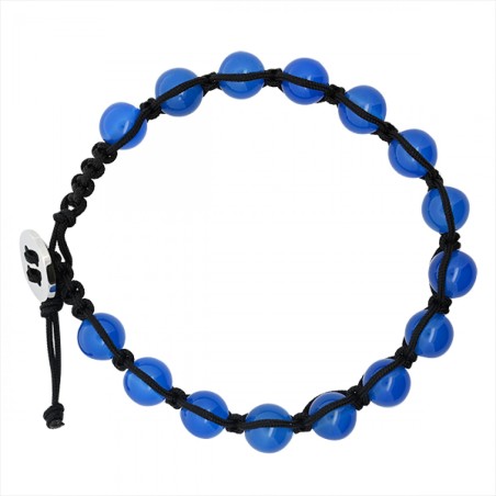 Bracciale Uomo TAMASHII Pietre Naturali Neroazzurre Intreccio in Corda Acciaio