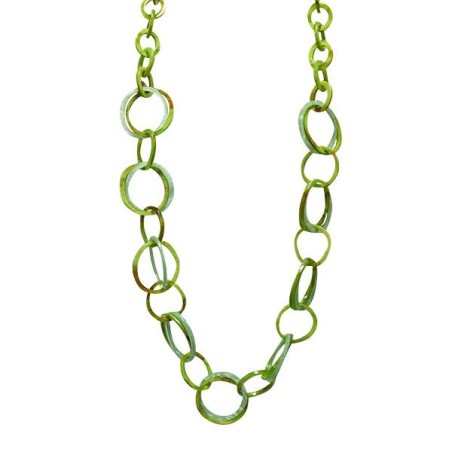 Collana Bijoux Lunga VERDE Doppi Cerchi in Resina