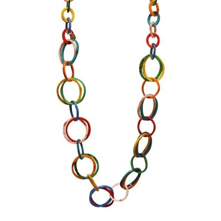 Collana Bijoux Lunga MULTICOLORE Doppi Cerchi in Resina