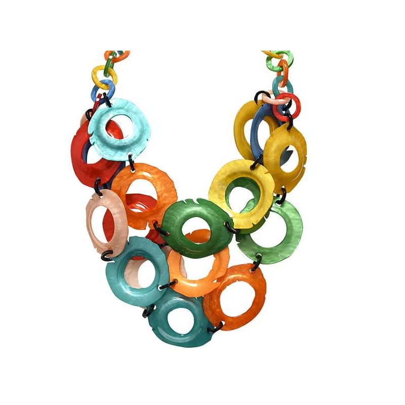 Collana Bijoux Multicolore Marrone Regolabile in Resina