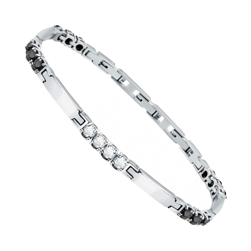 Bracciale Uomo LANCIA Poker White Zirconia Acciaio 316L