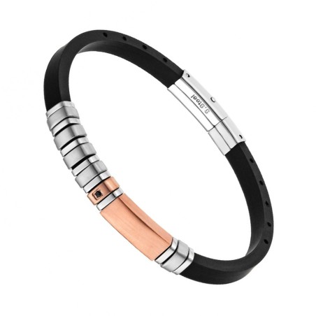 Bracciale Uomo Rigido in Silicone con Inserti Acciaio