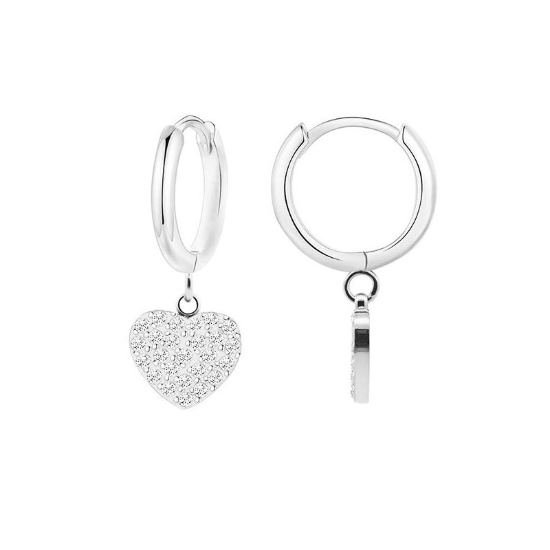 Cerchio Pendente con Cuore Zirconia Acciaio Argentato