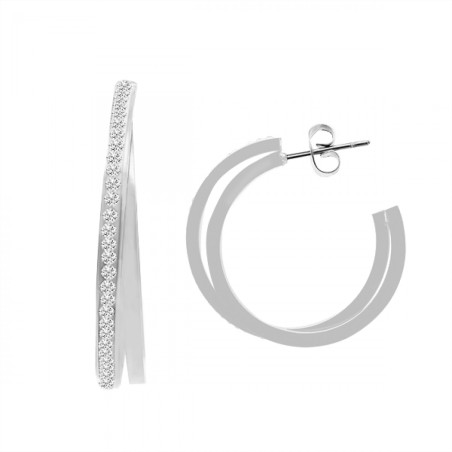 Doppi Semicerchi (half-hoop) con Strass Acciaio Argentato