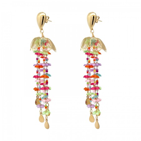 Pendenti MUSCAT Multicolore in Fiore a Cascata Multilinea Acciaio Dorato